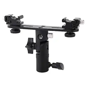 Camera Flash Brackets, Speedlight Mount Dual Hot Shoe Speedlight Stand, 1/4