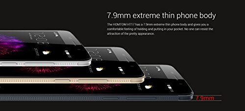 Neueste verÃ¶ffentlicht HOMTOM HT17 Android 6.0 Smartphone 4G 5.5 Zoll HD Fingerabdruckerkennung 64bit MTK6737 Quad-Core 7,9 mm Dicke (Gold)