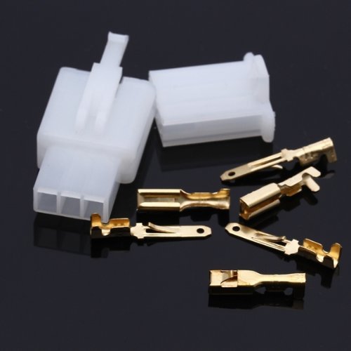 TOOGOO(R) 1 Set 3 polig Stecker Steckverbinder Flachstecker 2.8mm Motorrad Roller Auto - 2