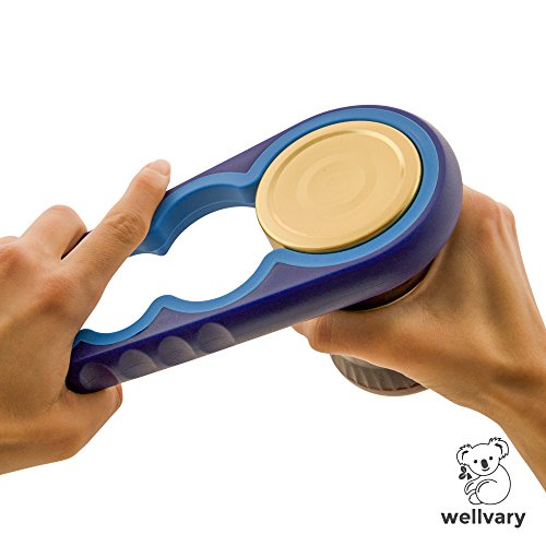 Premium Deckelöffner & Dosenöffner – Universal Flaschenöffner für Schraubverschlüsse, Öffnungshilfe & Glasöffner für Schraubgläser, Flaschen und Einmachgläser 8-in-1 in blau von wellvary – Der freundliche Koala - 8