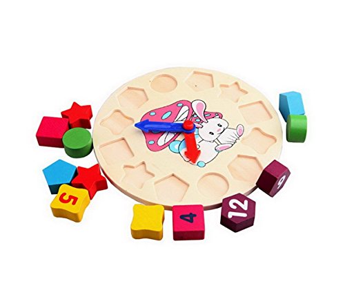 Ahatech Kinder Holz Geometrie Uhr Spielzeug - 3