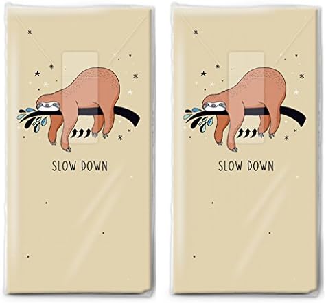 Taschentücher bedruckt 2 x 10 Handkerchiefs Always Slow/Sloth/Children/Animals. Paper, 4-Ply, Beige, Bag