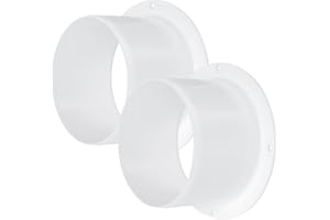 Vent Systems confezione da 2 - Connettore per condotto di ventilazione dell'aria da 10 cm con flangia per tubo di ventilazione dritto in plastica, HVAC