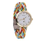 Domybest Damen weben Armband Armbanduhren Teenager Mädchen Quarzuhr (Multicolor)