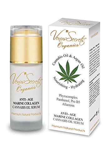 Anti Ageing Serum with Cannabis Oil & Marine Collagen - 40ml - Penetrates & Moisturizes Skin. Enhances Elasticity & Firms while Helping Delay the Ageing Process - Suitable For All Skin Types