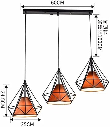 MeloveCc chandeliers The Creative Furniture And Lighting Antique Iron Industrial Lighting Long Tray 3 And The Black + Coffee Cover 60Cm