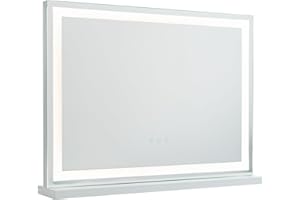 ‎FLAMINGUEO Flamingueo Hollywood Lusterko do Makijażu z Oświetleniem - Pasek LED - 3 Tryby - Regulowana Intensywność - Sterowanie Dotykowe - Biały - 58x12x43cm