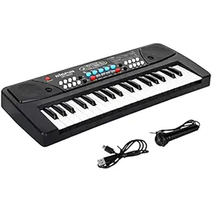 Kids Music Piano Keyboard, 37 Keys Piano Keyboard Toys with Microphone Portable Mono Electronic Piano Keyboard Teaching Piano Toy Gift for Beginners Boys Girls Ages 3-12, Black