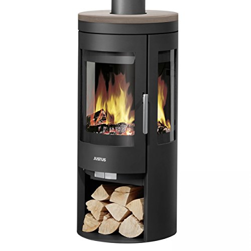 Justus 4820 32 Mino Trios Kaminofen Stahl Schwarz mit Keramik-Abdeckplatte Grappa