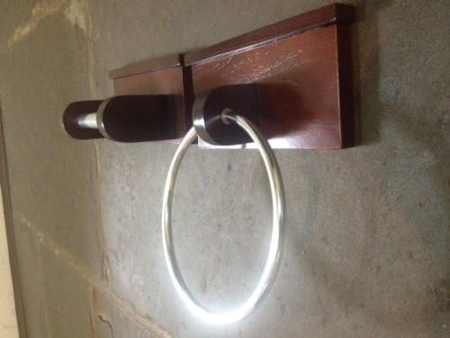 Toilet Roll Holder &amp; Towel Ring Set Mahogany