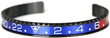 Unidirectional Bezel Bracelet in Black PVD Red Blue Inset