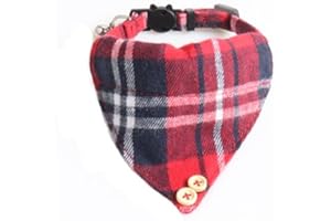 Bandana Cat Collars and Bell | Safe Quick Release Breakaway Buckle | ZACAL Cat Collars (Red Tartan Style Bandana)