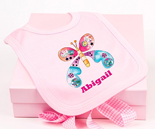 Personalised Baby gift,Personalised Keepsake Box & Bib, Baby Girl Gift,butterfly