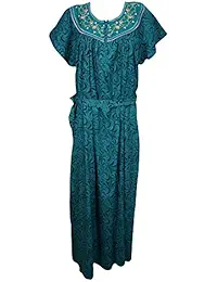 Indiatrendzs Women/Ladies Nighty Cotton Printed Nightwear With Tie Belt Free Size