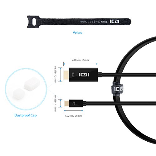 ICZI Mini Displayport auf HDMI Kabel, 1080p Full HD Vergoldete Kontakte Mini DP auf HDMI Kabel für PC und Apple / MAC, MacBook Pro, MacBook Air, Lenove Thinkpad usw. (1m) - 4
