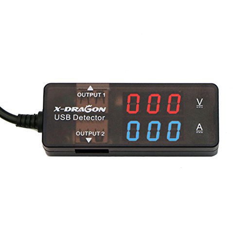 X-DRAGON 10VA USB Multimeter Tester Strom(A) Spannung(V) 2 Output Ports Doppel USB Power Multi-Moniter Leistungsmesser Leistungsmessgerät digitales Multimeter Amperemeter