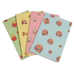 Papboo A5 Handy, Easy to Carry, Cute Unruled, Plain, Snacks notebooks for Foodie Set of 4 for doodling, Writing, Notes, Notebooks - Matte Finished - Journal Diary Gift.(60 * 4=240 80 GSM Pages)