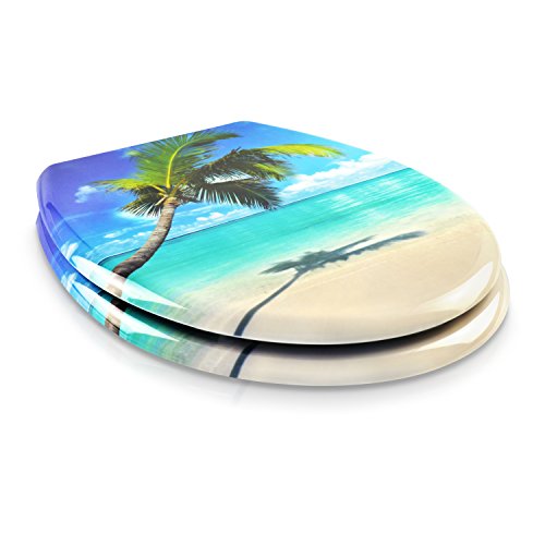 VENKON – Premium WC Sitz mit Absenkautomatik – Modell „Caribbean Dream“ – Toilettendeckel aus Duroplast (antibakteriell) inkl. Montagesatz (rostfreie Scharniere) - 7