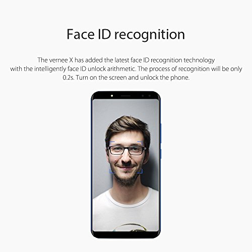 Vernee X - FHD da 5,99 pollici (rapporto 18: 9) Smartphone Android 4G, Octa Core da 2,0 GHz 4 GB + 64 GB, Batteria 6200 mAh, Quattro fotocamere (13 MP + 5 MP + 16 MP + 5 MP), Riconoscimento viso - Blu