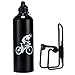 Produktbild Lmeno Fahrrad-Wasserflasche und Halterung, 750 ml, aus Aluminiumlegierung, Universal-Trinkflaschenhalterung, Radfahren, Lenker, leichtes Gewicht, Set mit Halterung und umweltfreundlicher Sport-Wasserflasche (CE-Standard), in 4 Farben erhältlich: schwarz, blau, rot, silber, Schwarz