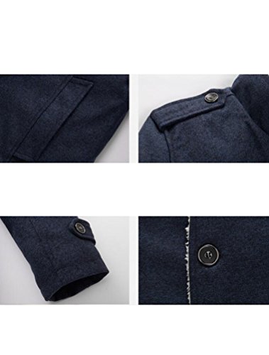 MatchLife Herren Wollmantel Wintermantel Winter Jacke Warm Wolljacke Männer Parka Style1-Dark Blue L