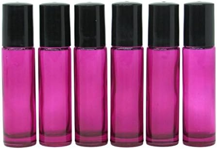 YOOHO Glass Roller Bottles With Stainless Steel Ball Refillable Aromatherapy Essential Oils, Perfume Bottles - Refillable Slim with Metal Ball and Black Plastic Lid, Purple (9)