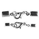 Für 2 und 4 mm Band Rayher Hobby 2241322 Schmuckverschluss mit Karabiner montiert für 2 und 4 mm Band, SB-Beutel 2 Stück, Silber