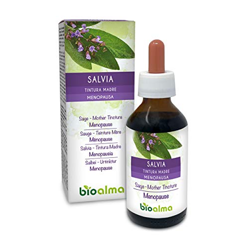 SALVIA (Salvia officinalis) foglie BIOALMA® Tintura Madre analcoolica | Estratto liquido gocce 100 ml | Contrasto disturbi menopausa | Integratore alimentare | Vegano