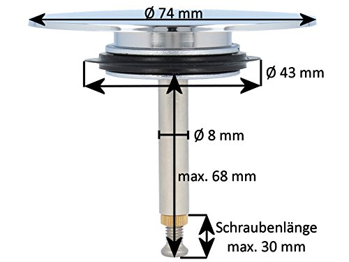 tecuro Ablaufstopfen Ventilkegel Badewannenstopfen Ø 74 mm – höhenverstellbar - 2