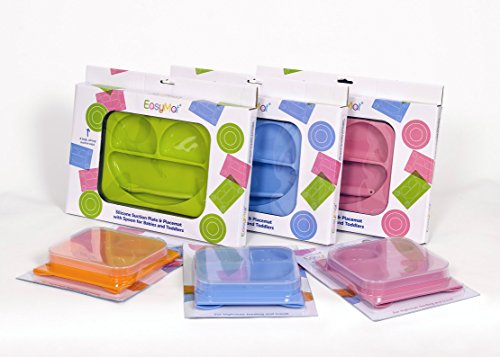 easymat Kinder Tisch-Sets & Saugnapf Teller in einer mit Löffel. Keine Unordnung Kleinkind & Baby Happy Face Fütter-Set. Schale mit Saugnapf Sektionaltor Baby Teller. Von Baby Abstillen Alter 6 Monat + von Tots R Us - 9