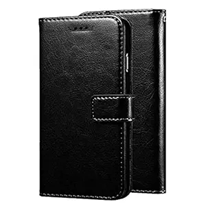 CEDO Oppo F15 Flip Cover | Leather Finish | Inside Pockets & Inbuilt Stand | Shockproof Wallet Style Magnetic Closure Back Cover Case for Oppo F15 (Black)