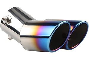 ETOPARS 63mm Extrémités de Tuyau d'échappement Universel Embouts Silencieux D'éChappement Acier Inoxydable Voiture Silencieux Queue Double Sortie Plier Bleu