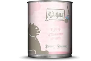 MjAMjAM - nourriture humide premium pour chat - poulet juteux pour chaton à l'huile de saumon, pack de 6 (6 x 800 g), sans céréales avec supplément de viande