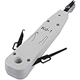 Meshiv KD 1 Krone Impact Punch Tool I Multifuctional Professional Cable Cat5/cat5e IO insertion Tool Ratchet Type for 110 krone type Amp Modules Telephone wire Cable (Model - KD-1-Grey)