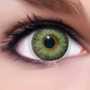 3Tones - Lentillas de color "Pure Hazel" + 10 ml solución + recipiente para lentes de contacto, de LENZERA en verde, blandas, sin dioptrías pack de 2 unidades - cómodas y perfectas para Halloween, Carnaval, sin corregir