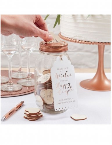 Ginger Ray Wishing Jar & Holz Herzen Alternative Hochzeit Gästebuch ? Schöne Botanics - 2