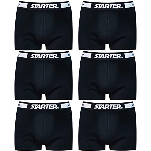 STARTER Core Herren Boxershorts Schwarz Weiss (6er Pack) 95% Baumwolle (Ohne Kratzendes Etikett), Black/White, M
