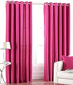 Galaxy Home Decor Solid Plain Curtains for Long Door 9 Feet, Pack of 2 , Dark Pink(Dark Pink, Long Door 9 Feet)