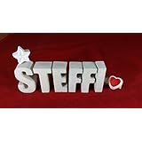 Beton, Steinguss Buchstaben 3 D Deko Schriftzug Namen STEFFI als Geschenk verpackt! Ein ausgefallenes Geschenk zur Geburt, Taufe, Geburtstag oder auch zu anderen Anlässen.