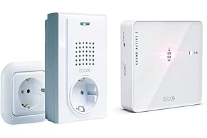 Funk-Türglocke FG-12 mit Geräusch-aktivem Sender sowie Empfänger mit Durchstecker für Steckdose - zur drahtlosen Erweiterung Ihrer Klingelanlage