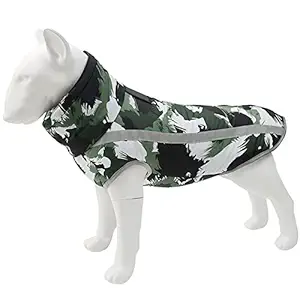 Reflective Waterproof Windproof Dog Coat, Autumn and Winter Warm Polyester Dog Jacket Winter Dog Vest for Medium Large Dogs Black and White Graffiti TOUFA