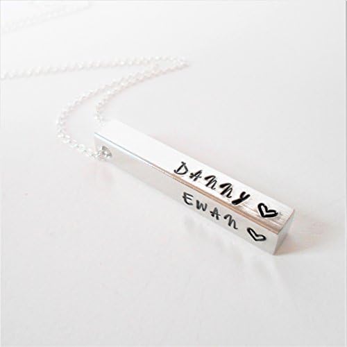 Custom Hand Stamped 40mm Aluminium Bar Necklace