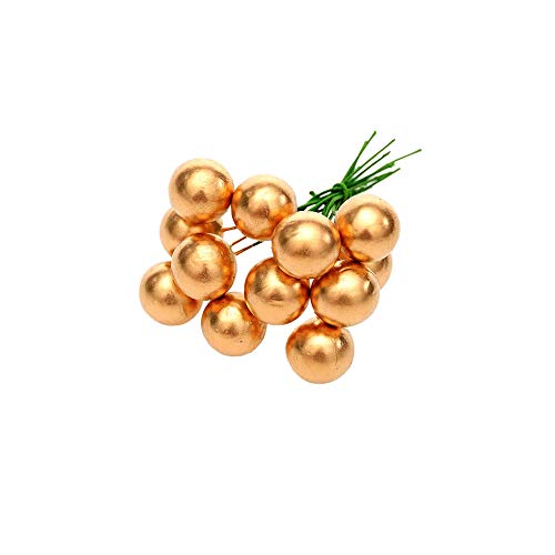 uBabamama 12Pcs Christmas Tree Decoration Hanging Decor Simulation Cherry, Creative Christmas Decorative Pendant Artificial Fruit for Wedding Party(gold)