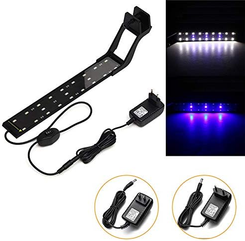 wuchance 8W 33cm Blue & White LED Adjustable Aquarium Fish Tank Lamp Super Slim Clip On Light (Color : EU Plug)