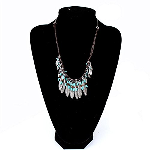 Hosaire 1 Stück Halskette Vintage schmuck Kreativ türkis Quaste Anhänger Necklace Kette - 4