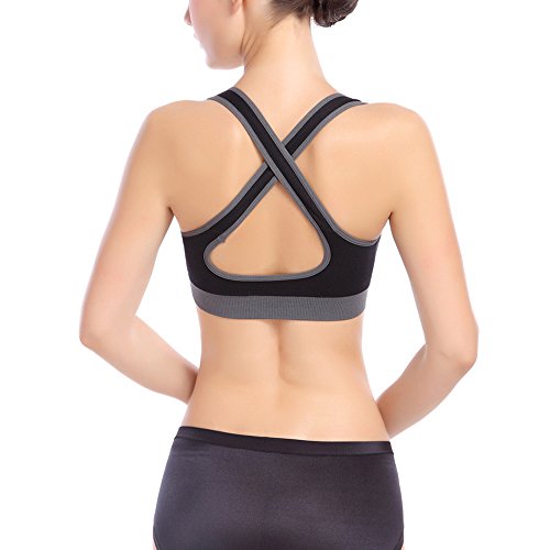 ISASSY Damen Sport-BH mit Pushup Funktion wattiertes Sport BH ohne Bügel für Radfahren, Joggen, Tanzen, Yoga und Aerobics - 2