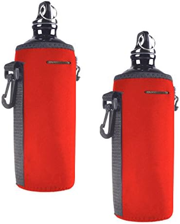Water Bottle Cooler Carry Bag,GanRiver Portable Water Drink Bottle Carrier Cover Sleeve Pouch Holder Neoprene Water Resistant Tote Bag with Hook for Biker Cycling Climbing Sports Ourtdoor (2 Pack)