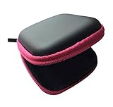 NEW Black Square Hearing Aid Pink Zipped Storage Hard Carry Case Holder