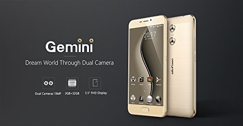 Ulefone Gemini 4G Phablet Android 6.0 5.5 Pollici MTK6737T 1.5GHz Quad-Core 3GB RAM 32GB ROM Scanner a dito (Oro)