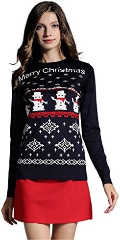 Women's Ugly Reindeer Christmas Sweater Jumper, Cute Girls New Year Crew Neck Knit Xmas Pullover